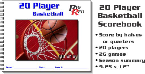 20 Player Basketball Scorebook